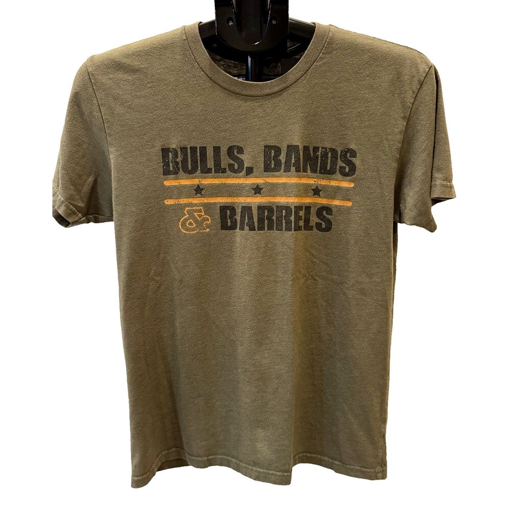 Bulls Bands & Barrels T-Shirt BBB Rodeo Tee Size S Adult Mens Womens Army Green